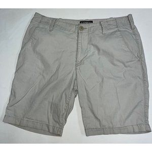 Express Mens Flat Front Chino Casual Shorts Size 31 Beige 9.5"